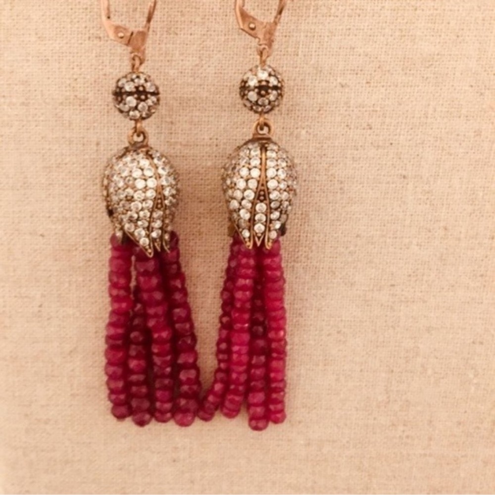 Grand Bazaar | Earrings | Drop Ruby & CZ - Picture 4 of 12